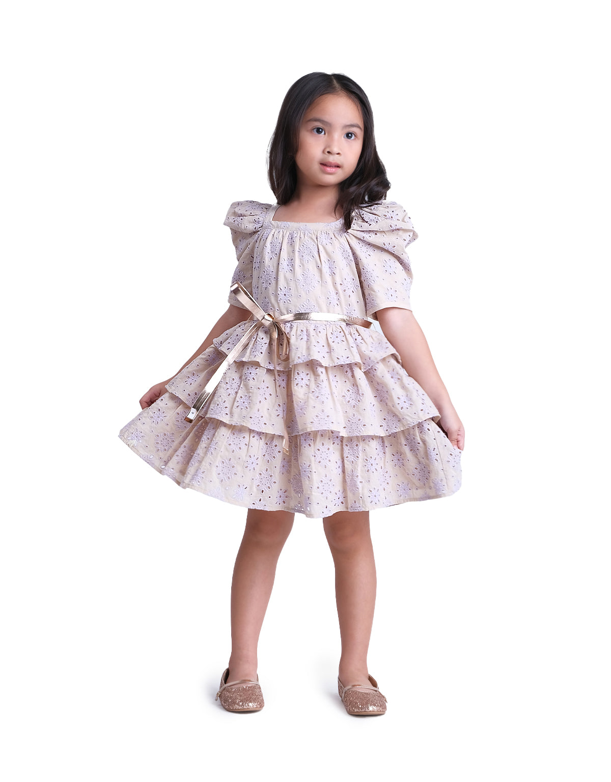 GIRLS CONTRAST TIERED DRESS