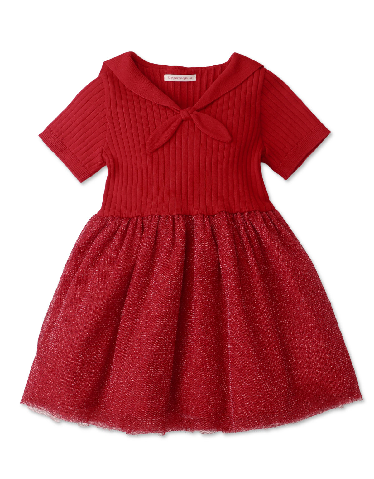 GIRLS SAILOR COLLAR KNITTED AND TULLE DRESS