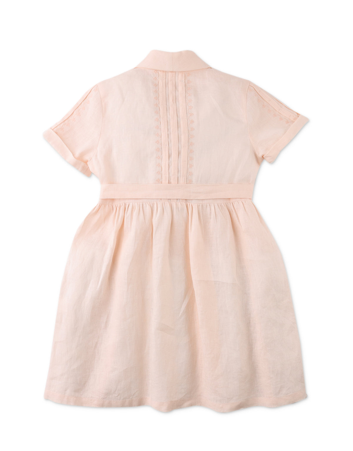 GIRLS VERA PINTUCK DRESS WITH EMBROIDERED DETAILS