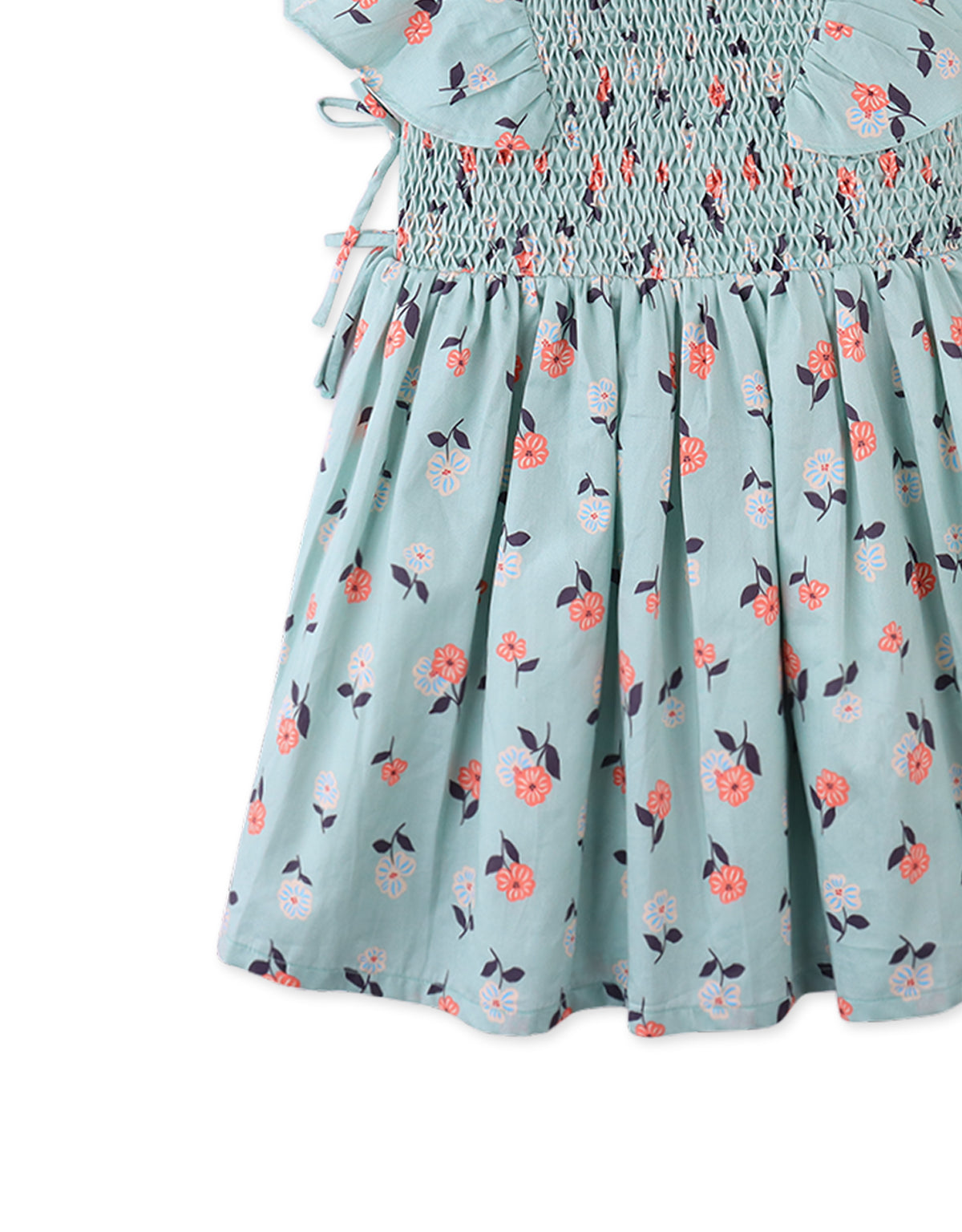 Suzy Dress With Flutter Sleeves In Ditsy Print style detail