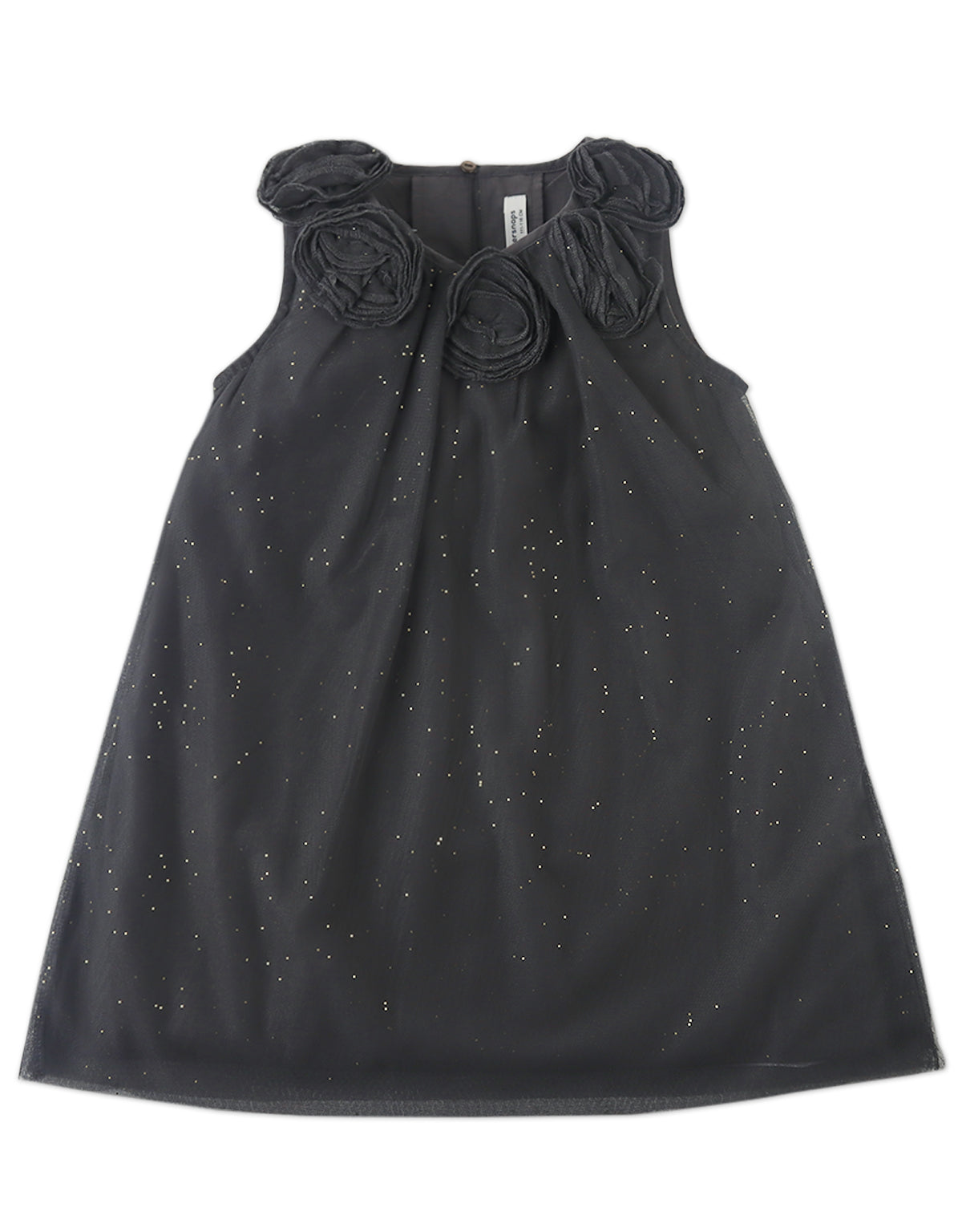 GIRLS POLINA SHIFT DRESS EBONY WITH CORSAGES