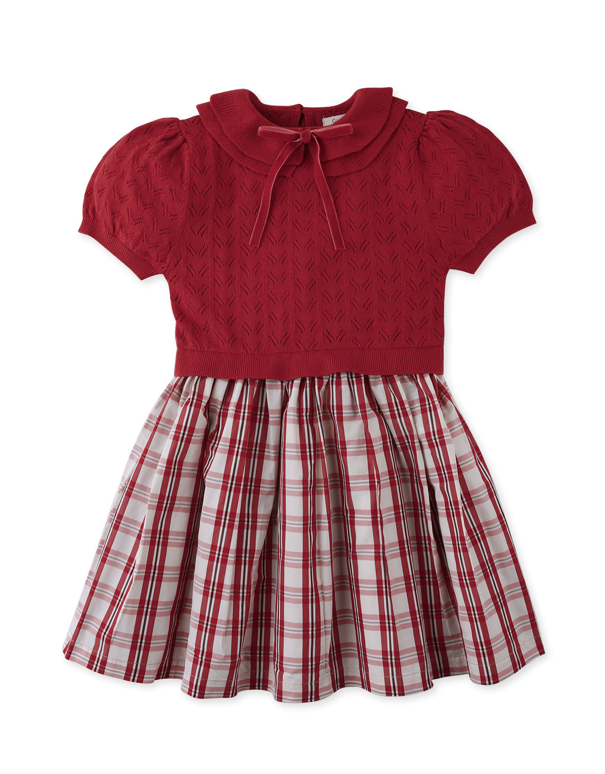 GIRLS BETTY BODICE DRESS WITH CHECKED TAFETTA BOTTOM