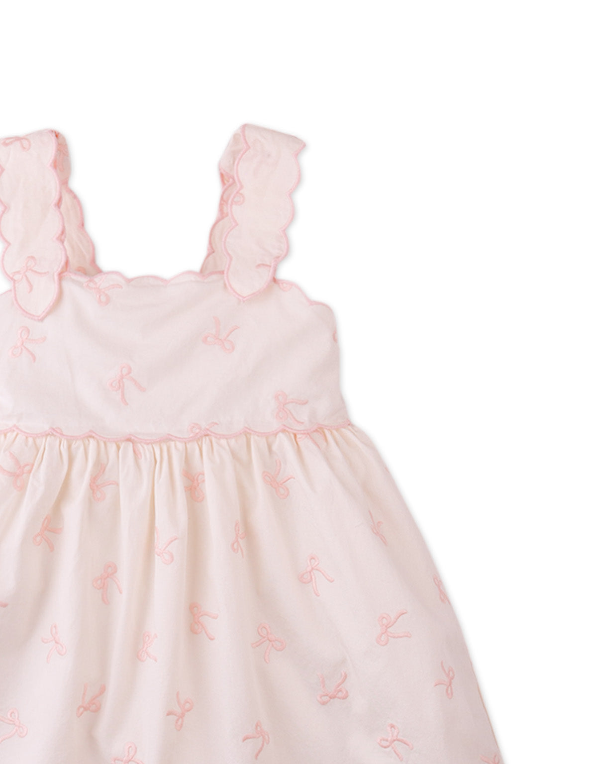 Kara Poplin Dress with a Scalloped Top & Tie Straps