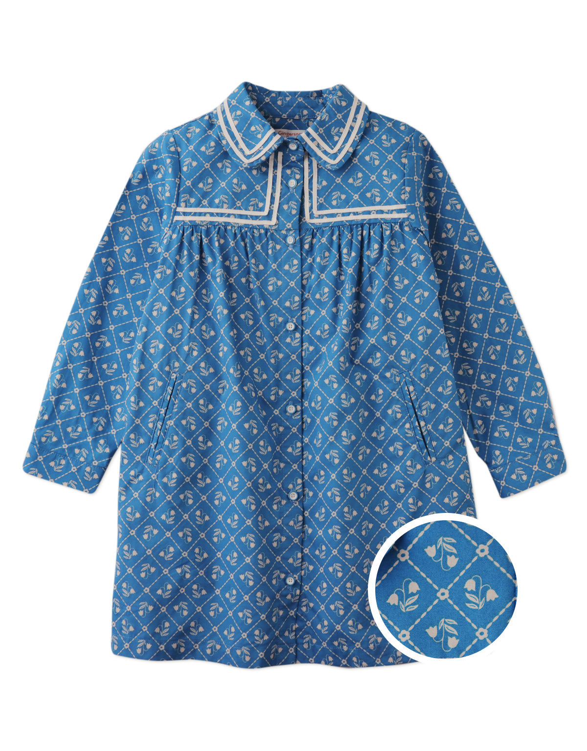 LEI LONG SLEEVES DRESS BLUEFIELDS WITH CONTRAST TAPE ACCENT