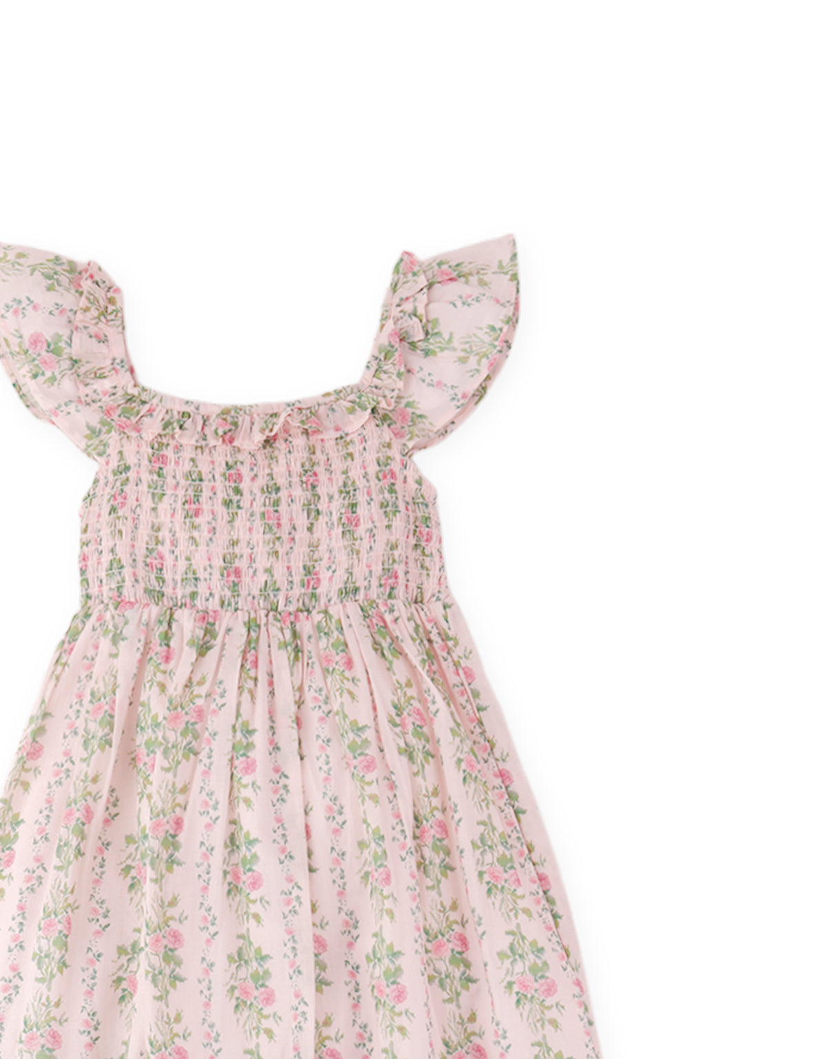 LORIEL SMOCKED MAXI DRESS WITH RUFFLE SLEEVES