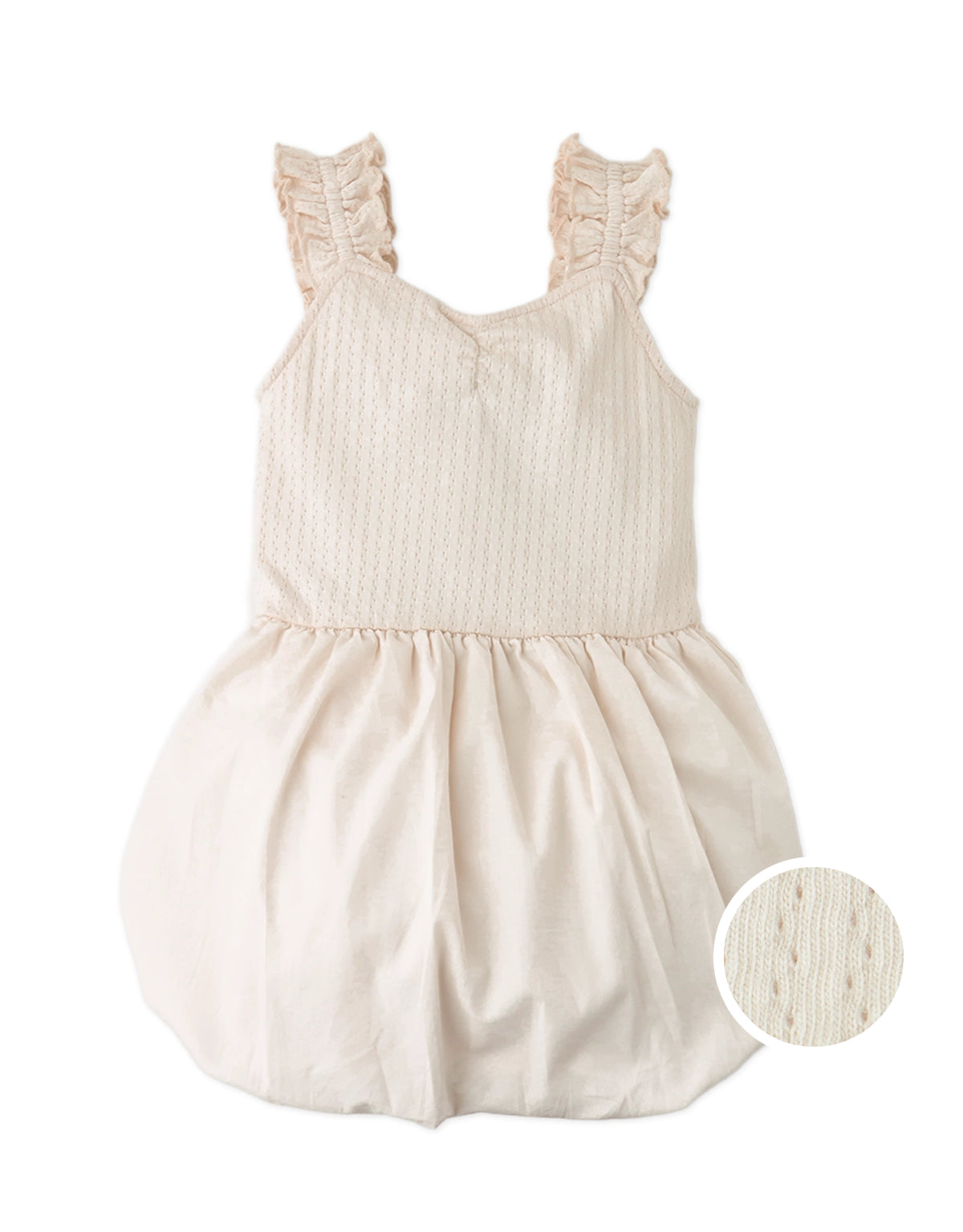 CRISTINA DRESS WITH RUFFLE SLEEVES, KNITTED BODICE, AND BUBBLE SKIRT