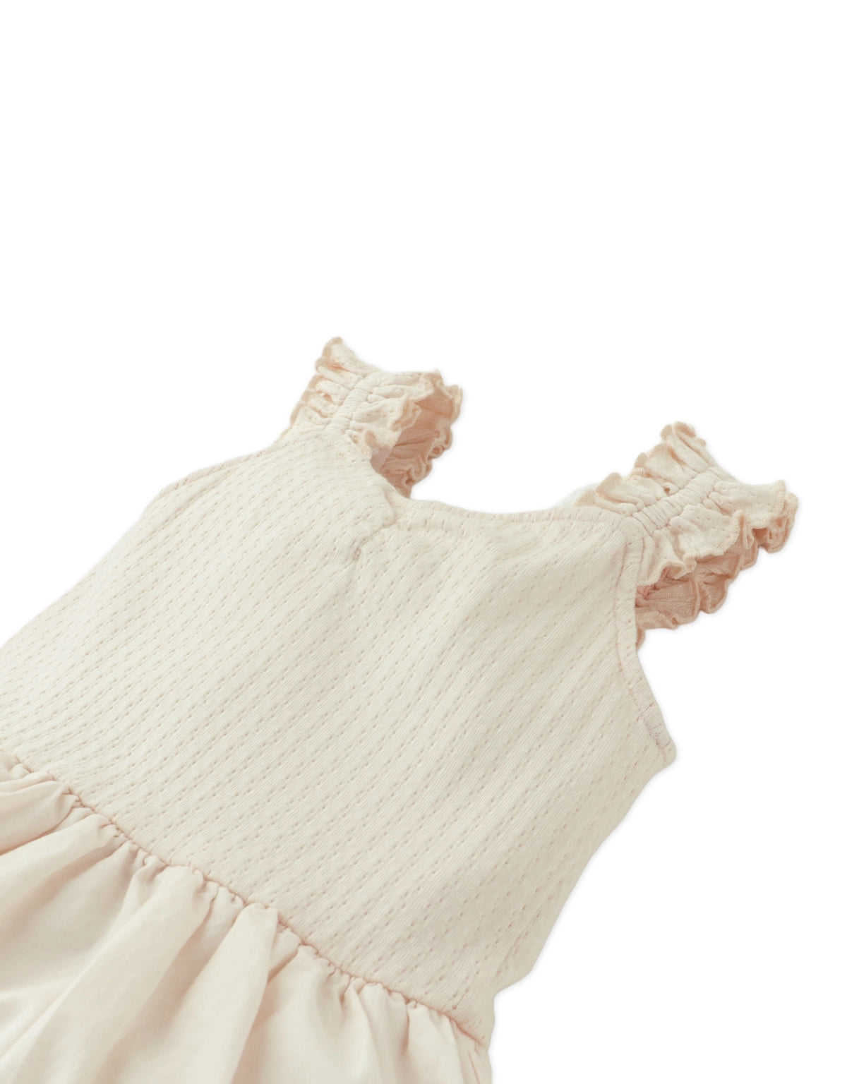 CRISTINA DRESS WITH RUFFLE SLEEVES, KNITTED BODICE, AND BUBBLE SKIRT