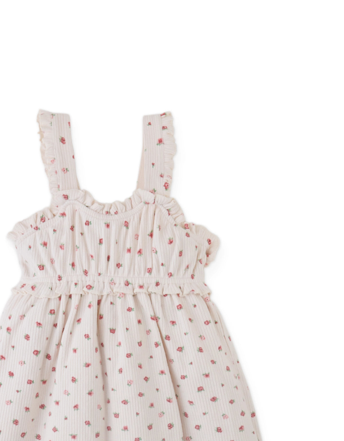 Alina Dress with Ruffles on Bodice and Sleeves close-up detail