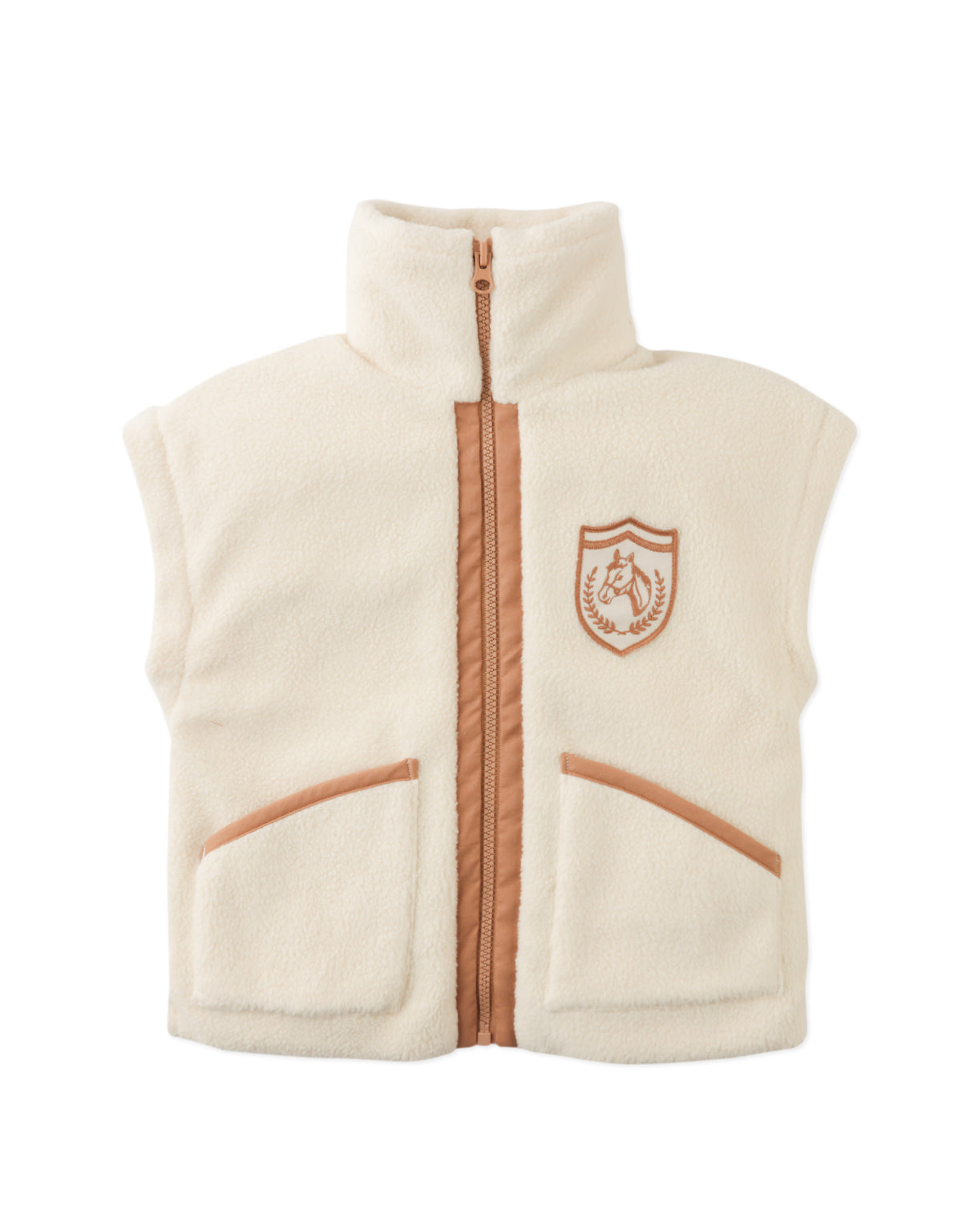 JUNO GILET EGGNOG WITH HORSE BADGE AND PATCH EMBROIDERY
