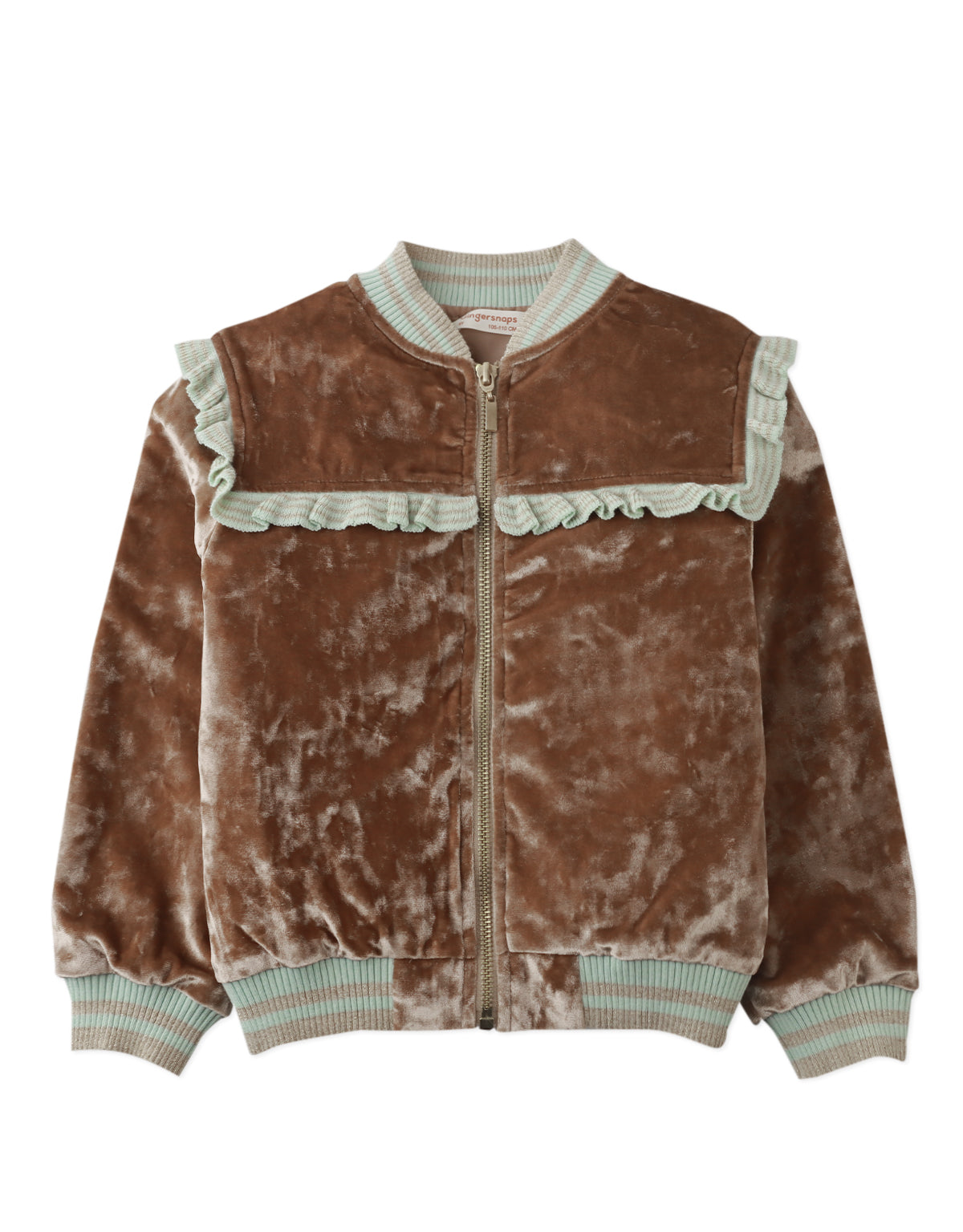 ELSA BASEBALL JACKET SUNDANCE WITH RUFFLES AND STRIPED RIBBED DETAILS