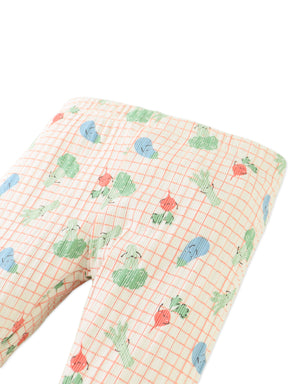 Zoya Ribbed Leggings in Orange with All-Over Veggie Print front view