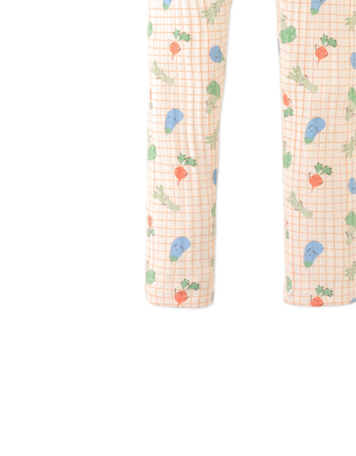 Zoya Ribbed Leggings in Orange with All-Over Veggie Print style detail