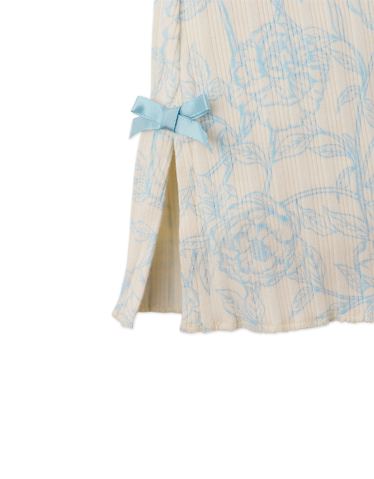 MARTA RIBBED BOOTCUT LEGGINGS WITH ALL-OVER PRINT AND SIDE SLIT BOWS