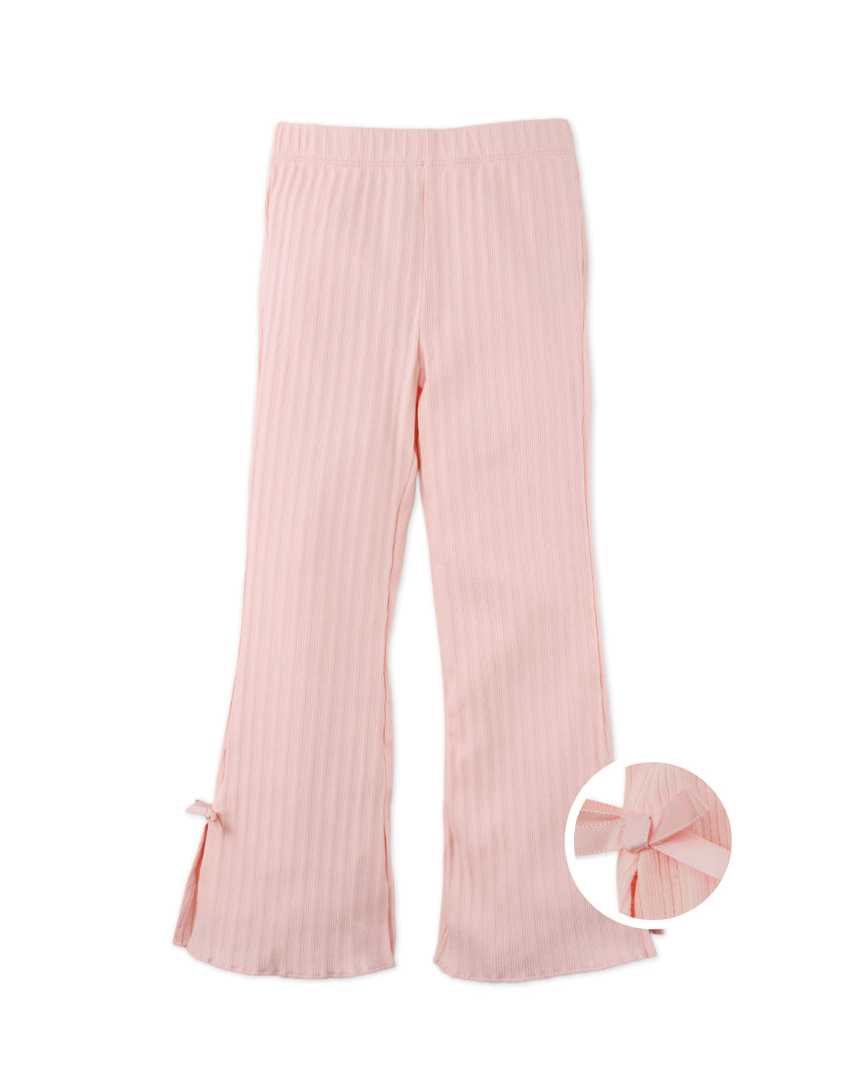 MARTA RIBBED BOOTCUT LEGGINGS WITH ALL-OVER PRINT AND SIDE SLIT BOWS