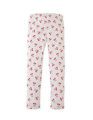 Details back photo of Lucia Leggings with all-over cherry print, showing consistent print placement and soft stretch fabric