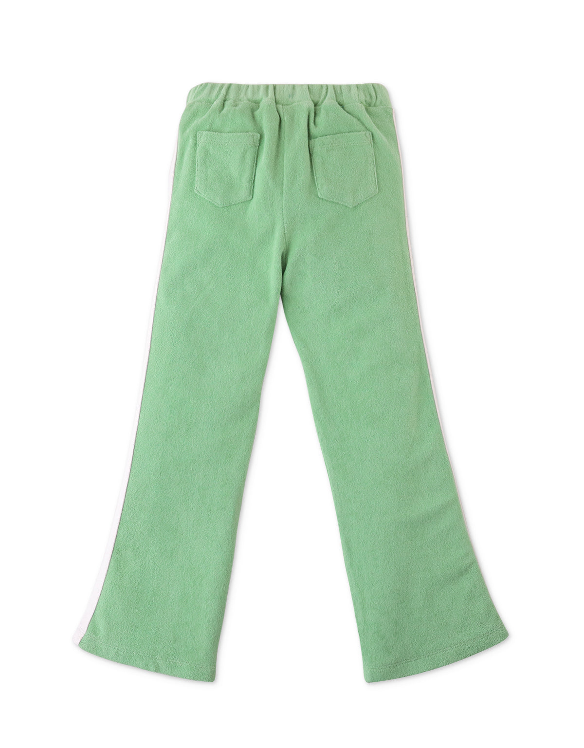 GIRLS GREEN FLARE PANTS WITH SIDE STRIPES