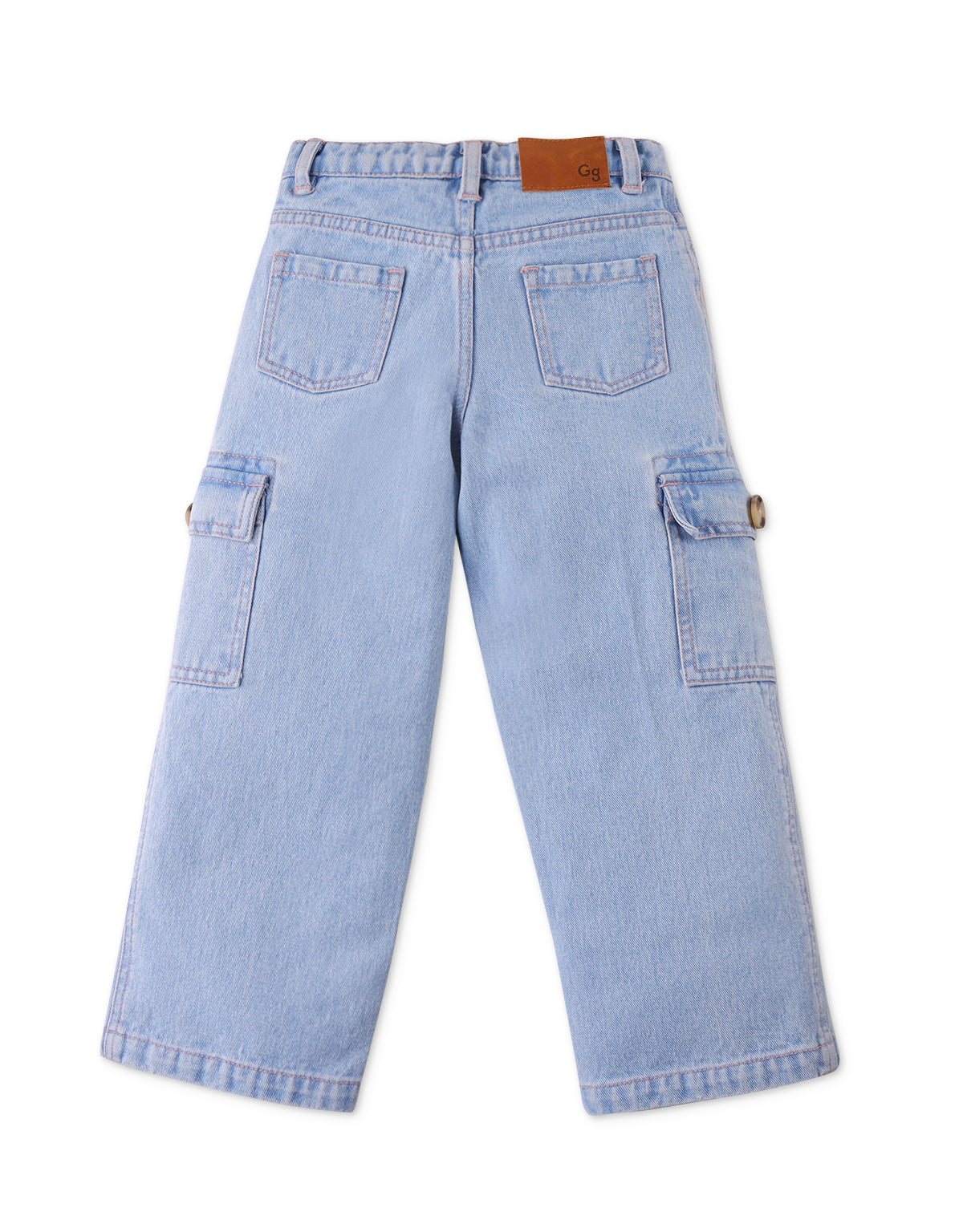 GIRLS WIDE LEG CARGO DENIM PANTS