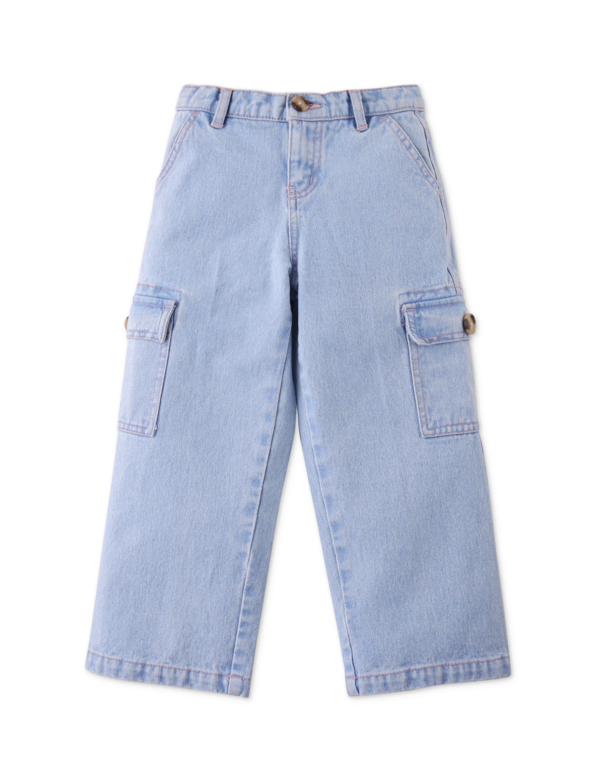 GIRLS WIDE LEG CARGO DENIM PANTS