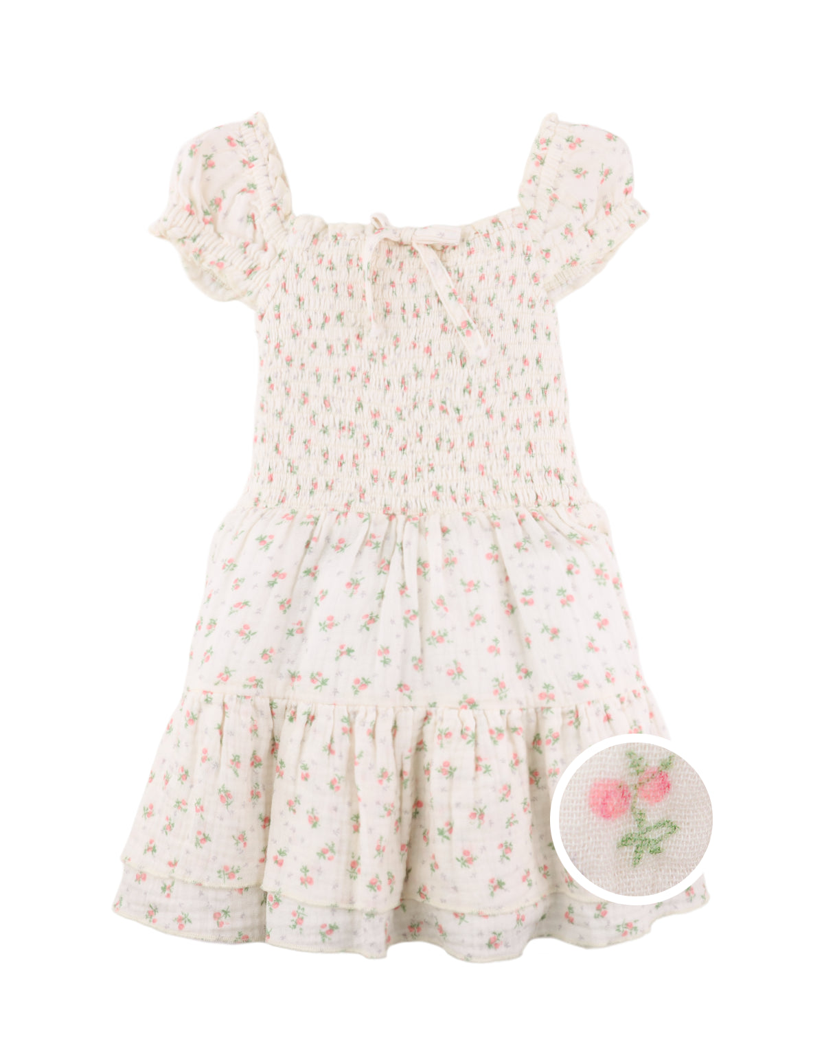 YSABEL ALL-OVER BOW EMBROIDERED PLAYSUIT WITH RUFFLES