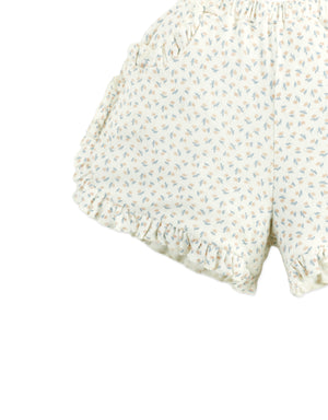 Dina Pointelle Shorts with All-Over Floral Print and Ruffles style detail