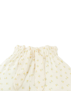 Mikey Pointelle Pull-On Shorts With A Paperbag Waistband, Ties, And Ruffled Hem front view