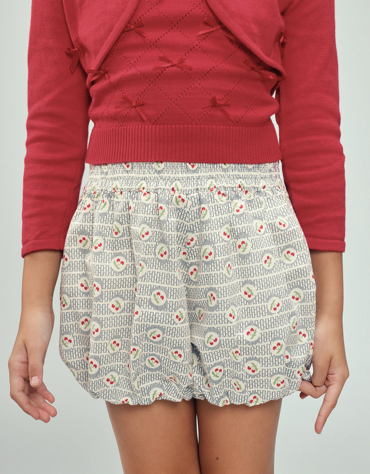HENRIETTE PRINTED CHERRY BUBBLE SHORTS