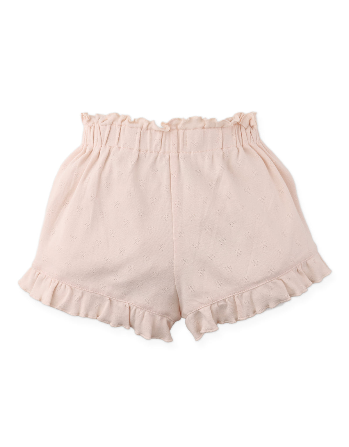 Details back photo of Faye Shorts with waistband and bow applique in pink, showing smooth back finish and soft stretch material, from the Holiday collection of Filipino kids fashion brand Gingersnaps Philippines.