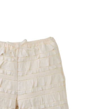 Brielle Shorts with All-Over Ruffles and Satin Bow close-up detail