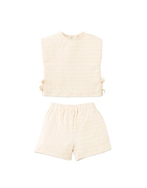 Amy Smocked Jersey Top & Shorts Set With Side Ties product photo