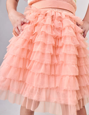 Theriza Tiered Tulle Skirt front view