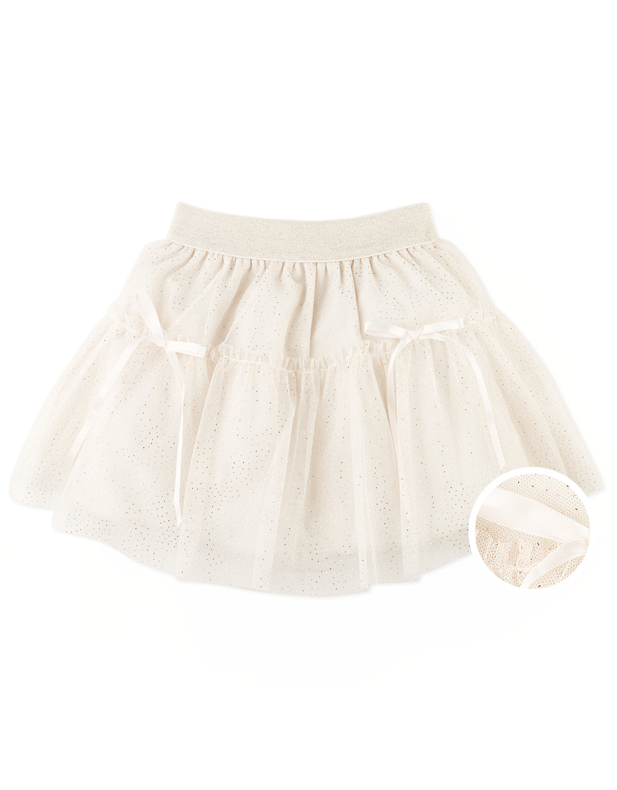 LOUISE SOFT TULLE TIERED SKORTS WITH VELVET BOW TRIMS