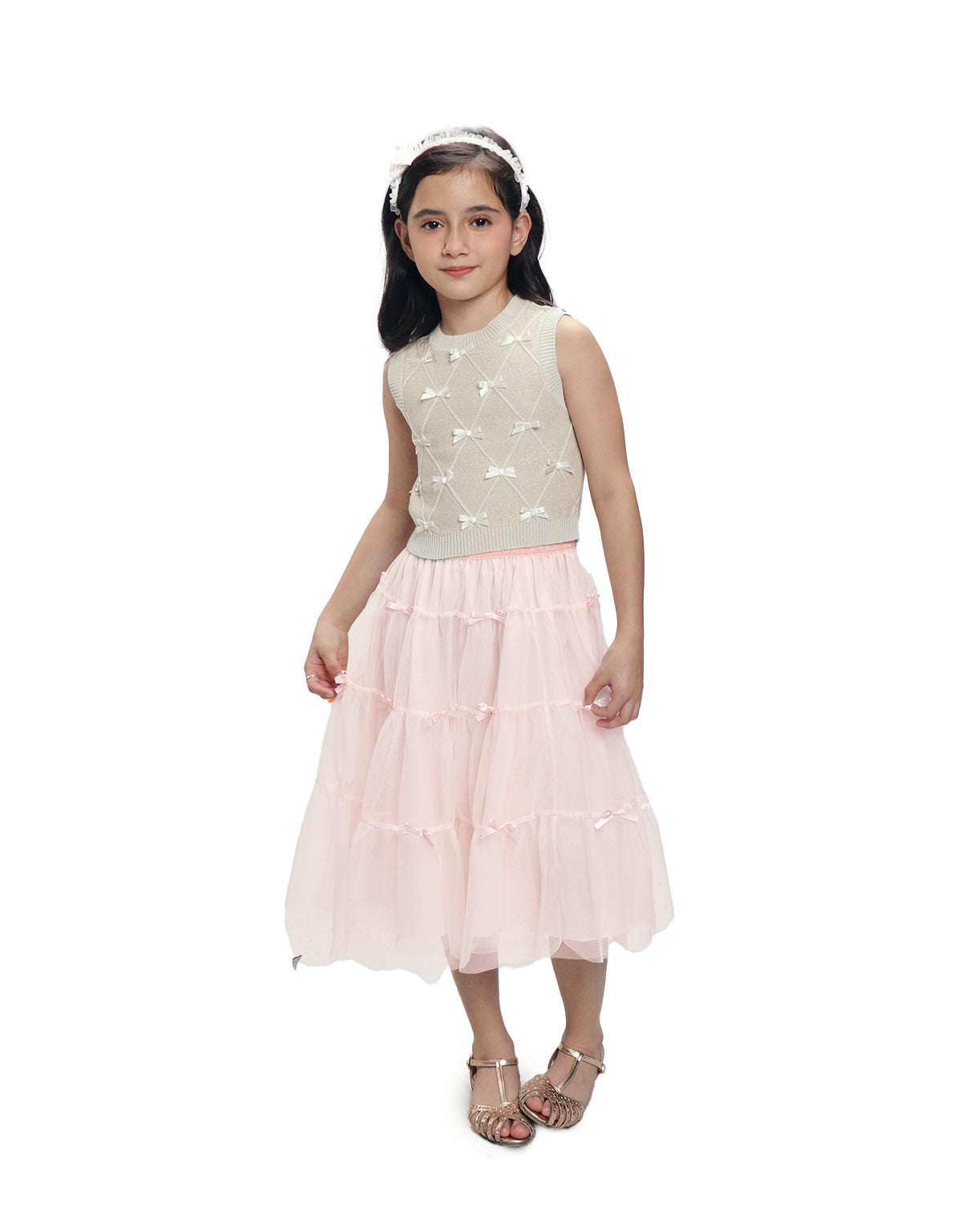 EMILIA TIERED MAXI SKIRT WITH BOW DETAILS