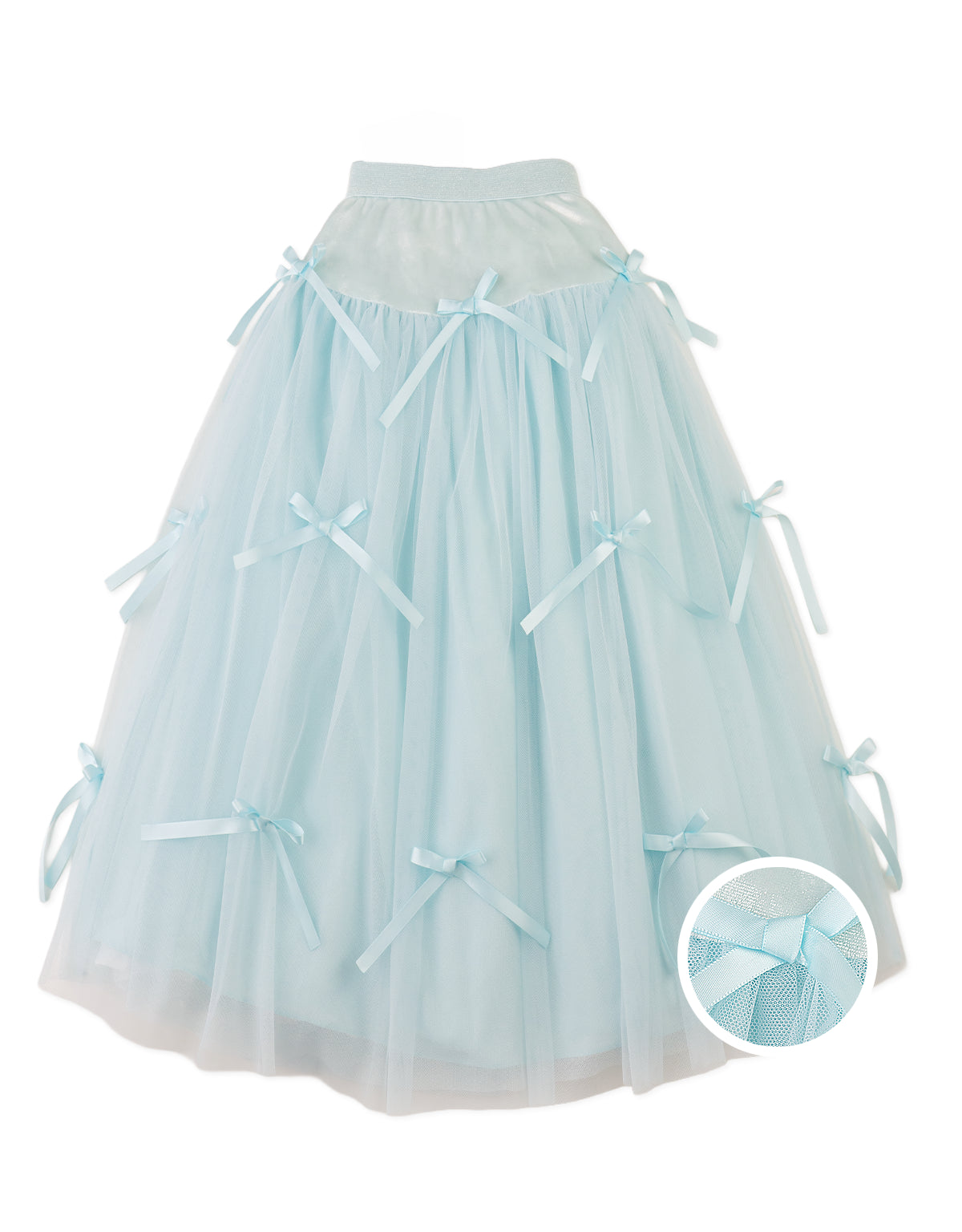 MADISON MAXI TULLE SKIRT WITH ALL-OVER BOW APPLIQUES