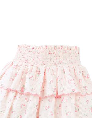 Bea Skort with Smocked Bodice & Embroidered Scallop close-up detail