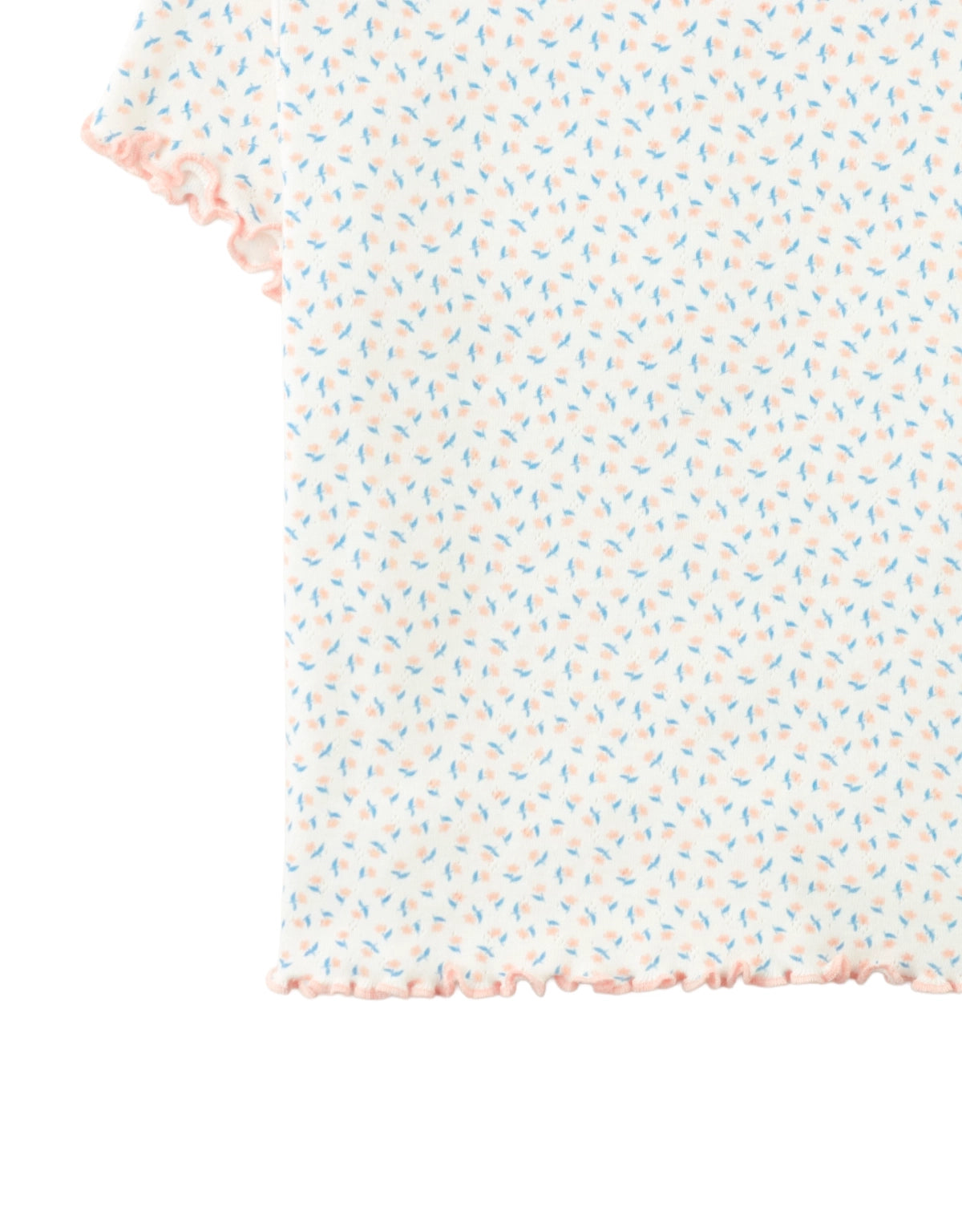 Anya Pointelle Tee with All-Over Floral Print and Satin Bow in Off-White style detail