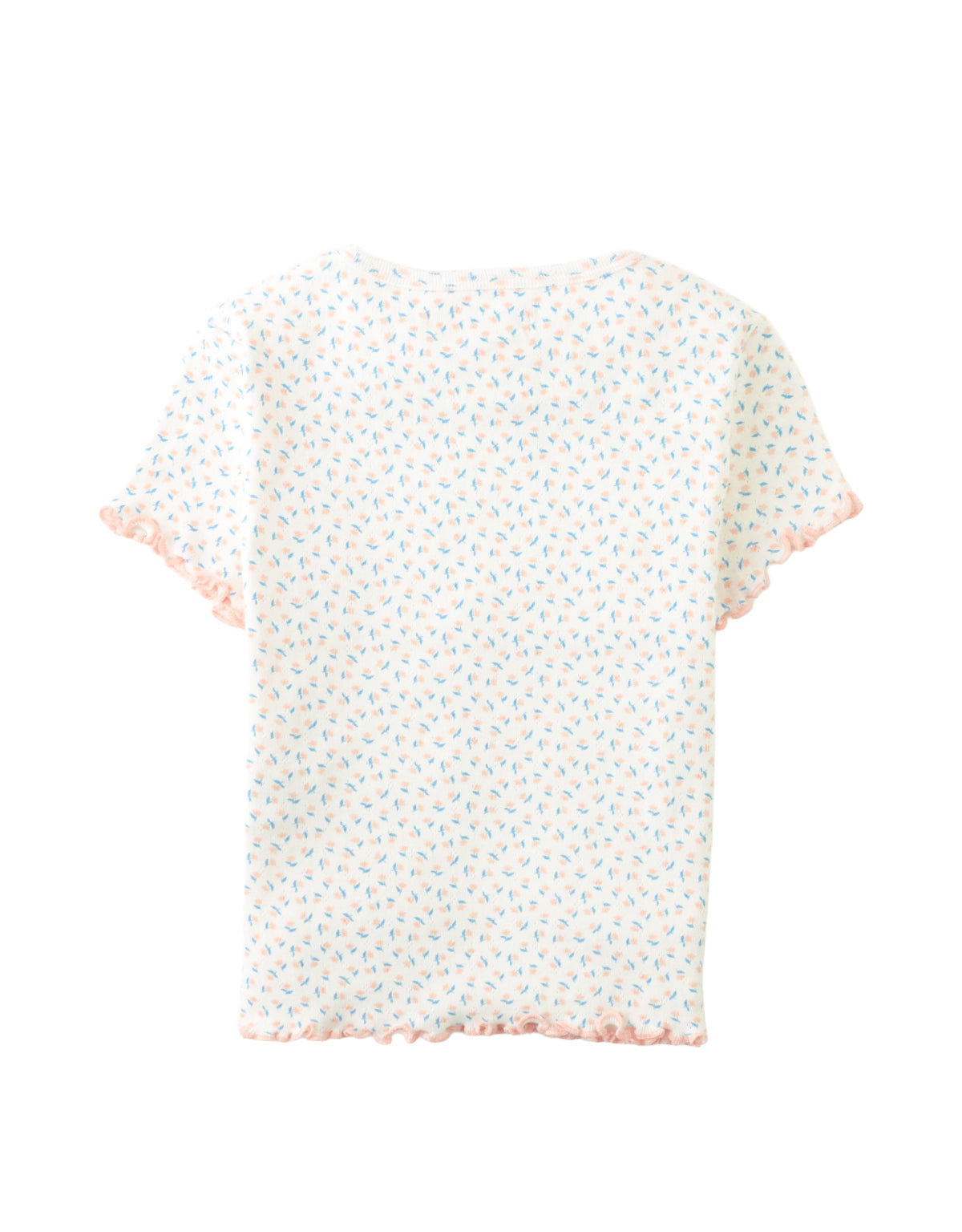 Anya Pointelle Tee with All-Over Floral Print and Satin Bow in Off-White outfit styling