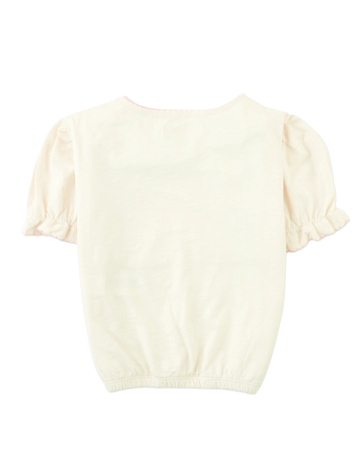 Nina Puff Sleeves Tee with Picot Edge Details in Off-White outfit styling