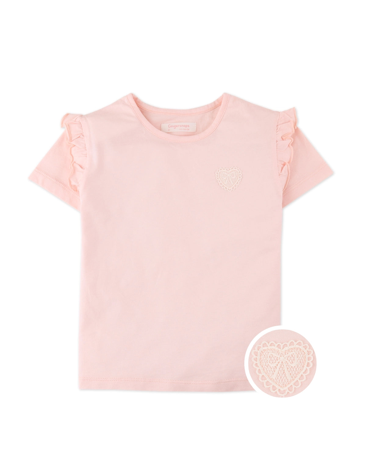 MEGHAN T-SHIRT WITH RUFFLES AND HEART DETAIL