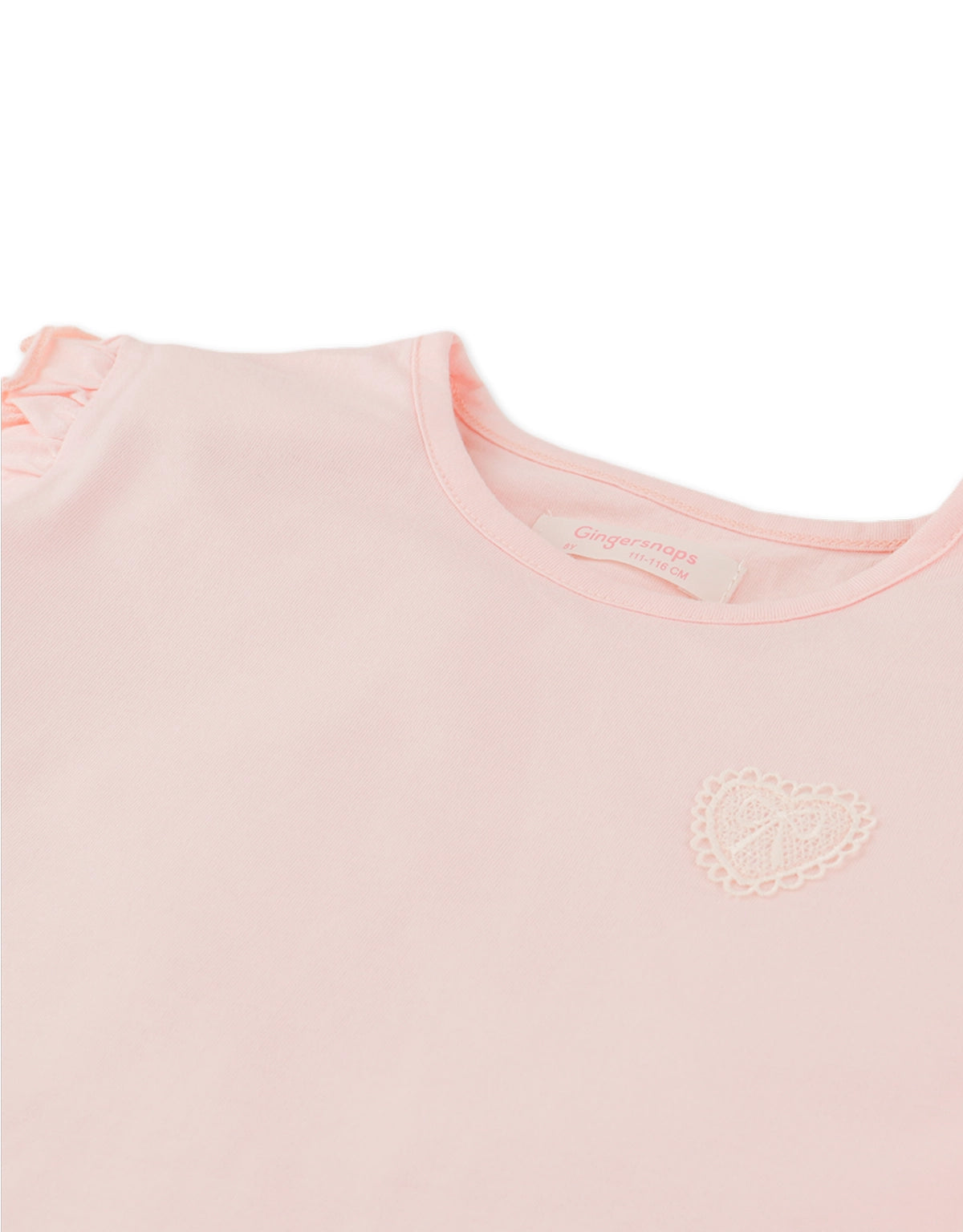 MEGHAN T-SHIRT WITH RUFFLES AND HEART DETAIL