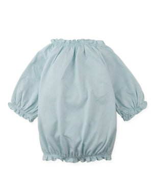 Details back photo of Maru T-Shirt with puff sleeves and dog graphics, showing clean back finish and smooth fabric texture, from the Holiday collection of Filipino kids fashion brand Gingersnaps Philippines.