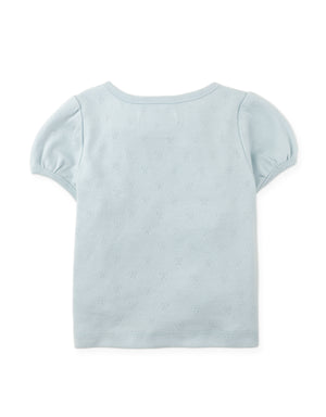 Details back photo of Suzie Cropped Top with bow applique in pastel blue, showing clean back finish and smooth fabric construction, from the Holiday collection of Filipino kids fashion brand Gingersnaps Philippines.