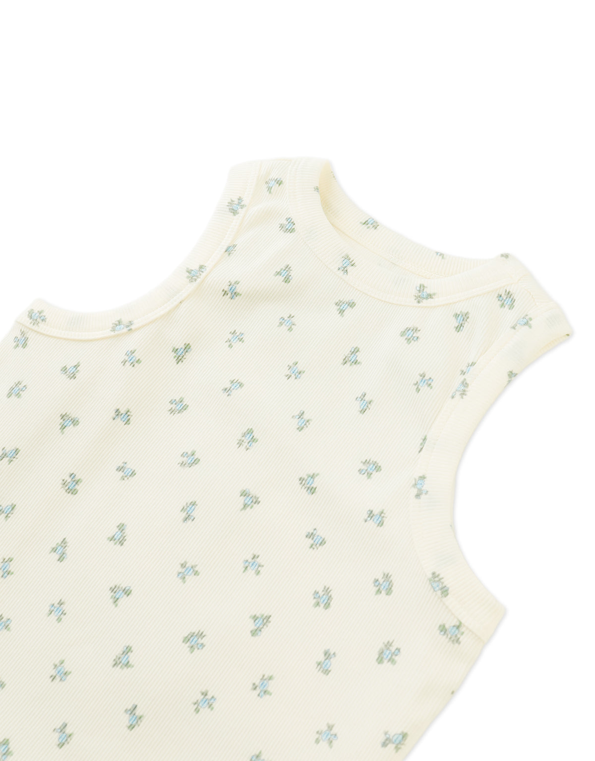 Lada Ribbed Tank Top with All-Over Floral Print