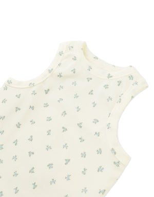 Lada Ribbed Tank Top with All-Over Floral Print front view