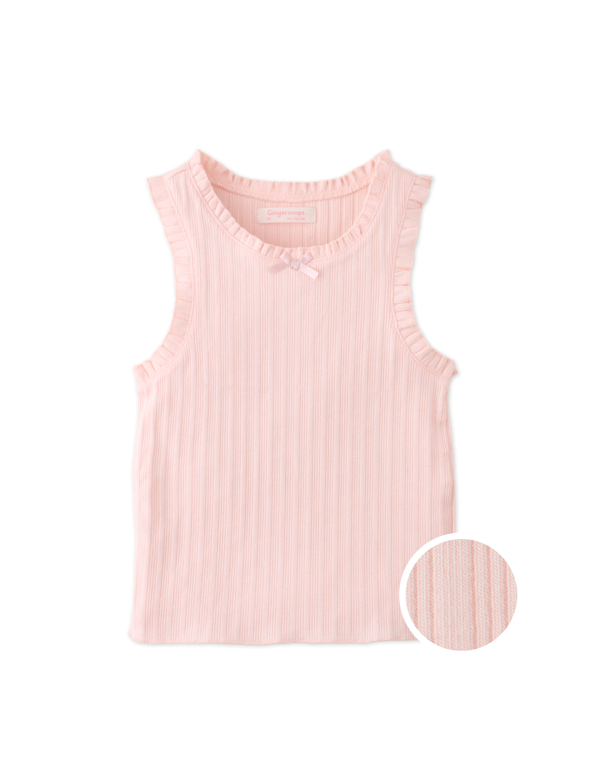 MARTA RIBBED TANK TOP WITH LACE AND ROSETTE DETAILS