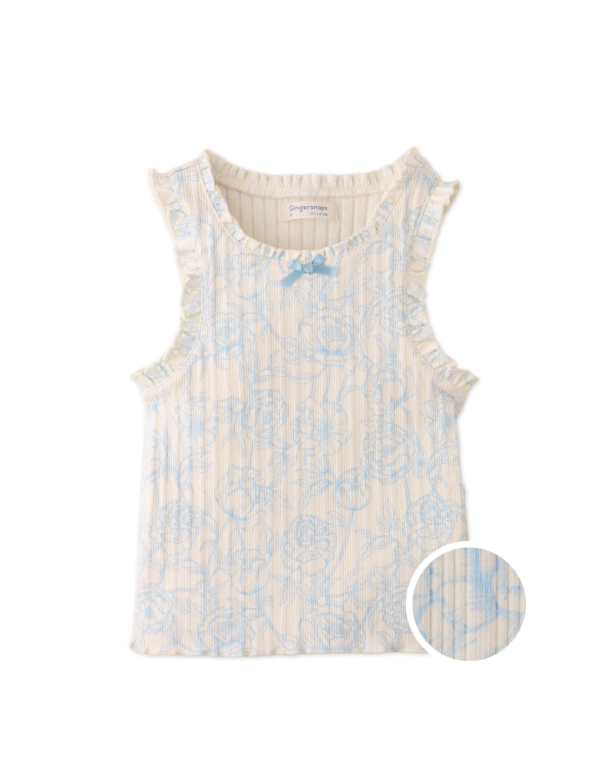 MARTA RIBBED TANK TOP WITH LACE AND ROSETTE DETAILS