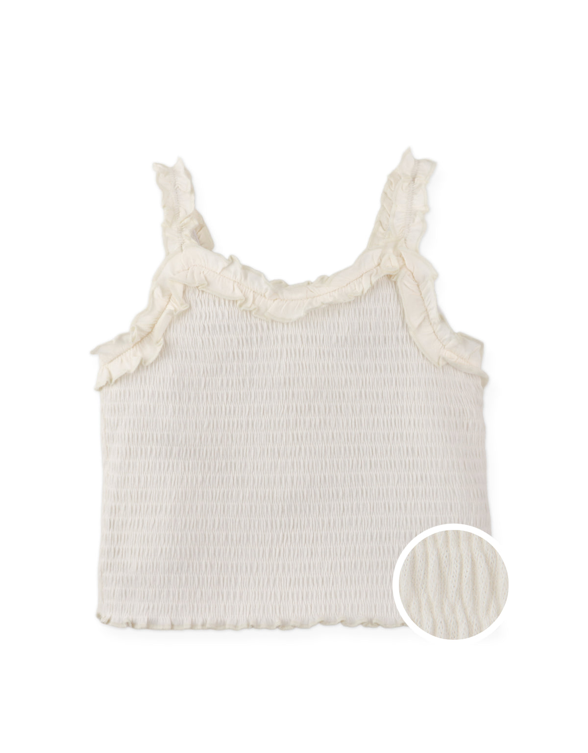 GIGI FULLY SMOCKED TANK TOP WITH SET-IN RUFFLES