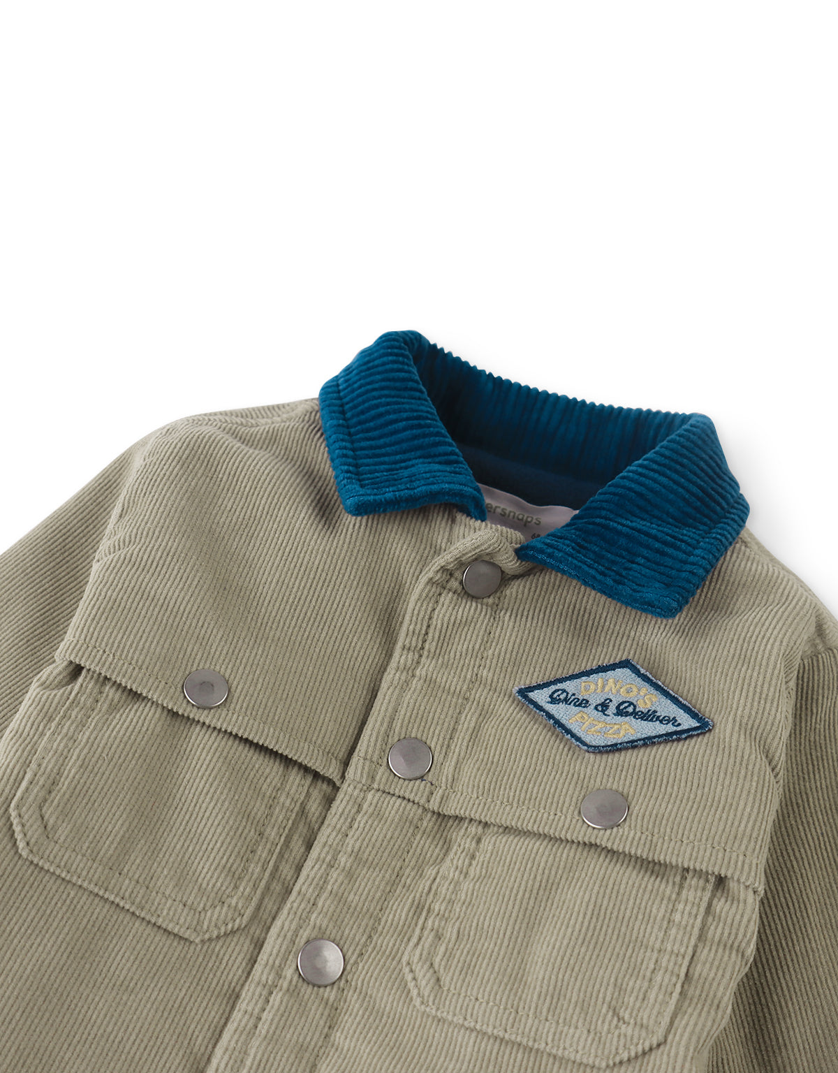 BABY LACHLAN WORKER'S JACKET KHAKI WITH EMBROIDERED PATCHES AND BACK APPLIQUE