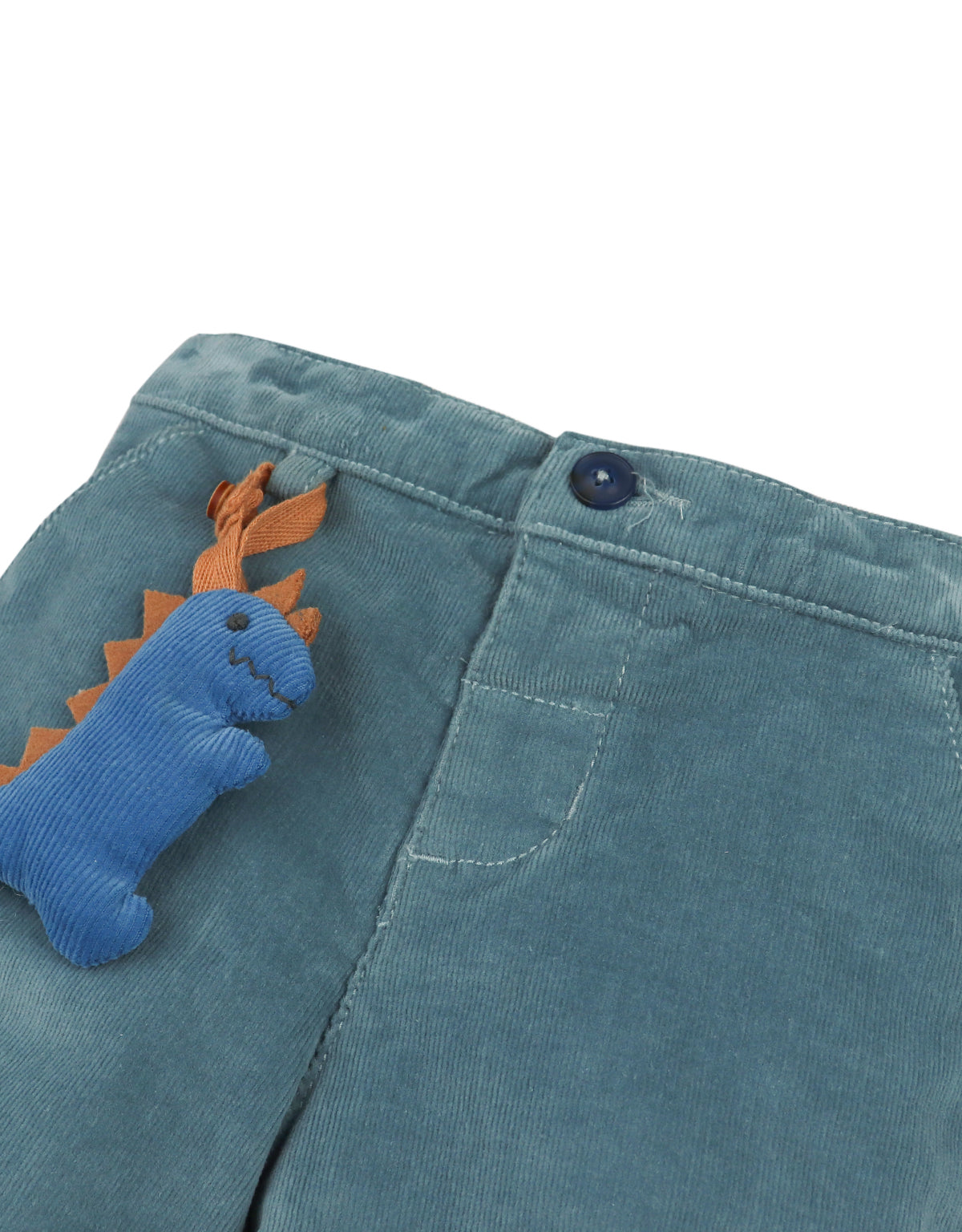 BABY BROCK CARROT FIT PANTS PALE BLUE WITH DINOSAUR PLUSHIE ACCENT