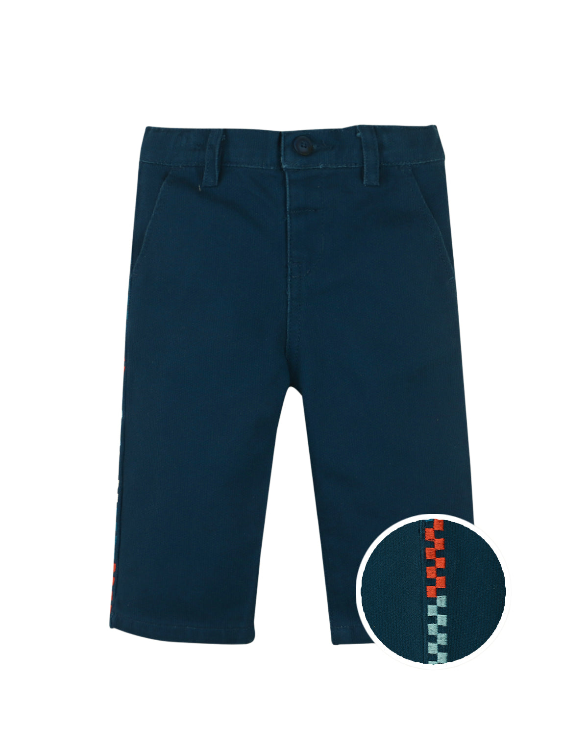 BABY HARRISON TAPERED PANTS BLUE WITH EMBROIDERED DETAILS