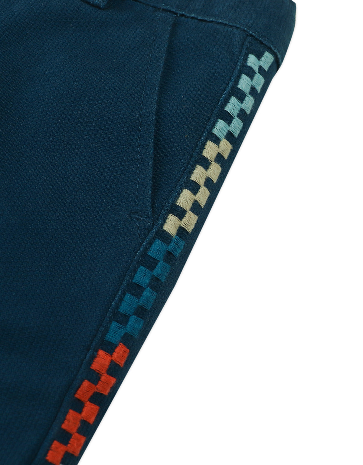 BABY HARRISON TAPERED PANTS BLUE WITH EMBROIDERED DETAILS